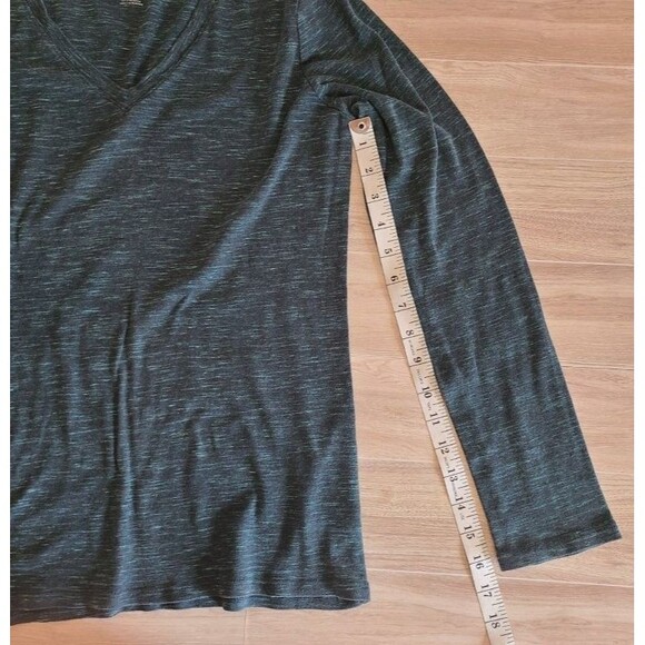 Merona Teal Stripe Long Sleeve Shirt L – Cotton V-Neck, Heathered Knit Tee - Picture 5 of 7